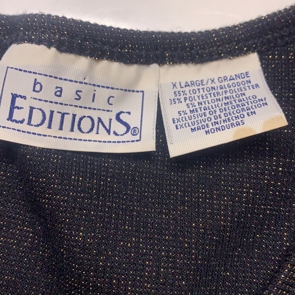 Basic Edition v neck black gold metallic pullover sweater XL women’s - Picture 8 of 9